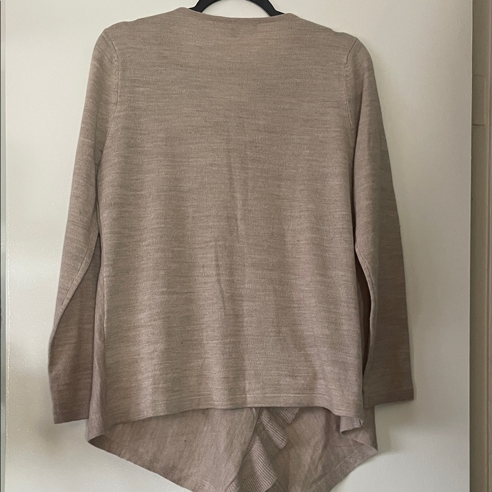 BRIGGS|Light Taupe Ruffle Shawl Sweater with Buckle Detail|Small|EUC - Picture 9 of 13